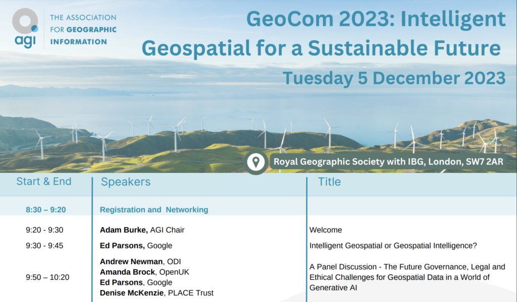 GeoCom 2023, Panel, The Future Governance, Legal and Ethical Challenges for Geospatial Data in a World of Generative AI, London