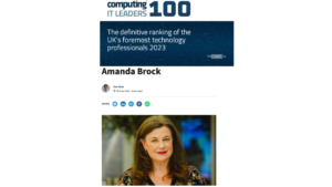 Amanda Brock is listed in the 100 Leaders in Tech list for a second year by Computing