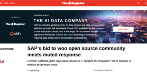The Register reports ‘SAP’s bid to woo open source community meets muted response’