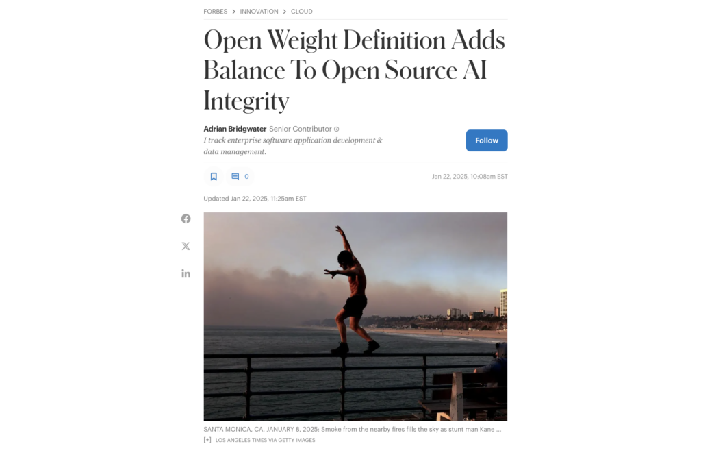 Amanda Brock comments to Forbes on the launch of an Open Weights Definition by the Open Source Alliance in the run up to SOOCon25 and the French Global Open Source Action Summit