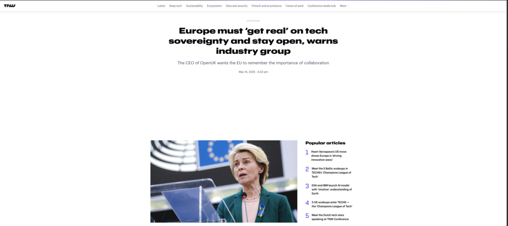 The Next Web reports that Amanda Brock warns “Europe must get real on tech sovereignty and stay open”