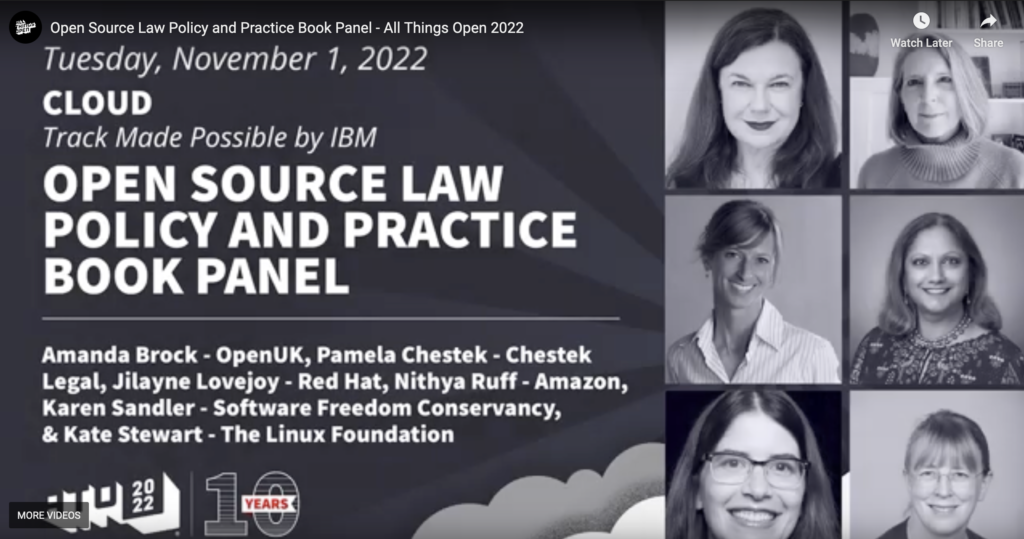 Open Source Law Policy & Practice Book Panel – All Things Open 2022