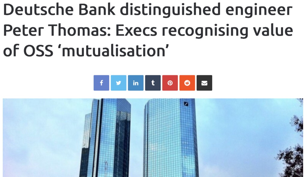 Deutsche Bank distinguished engineer Peter Thomas: Execs recognising value of OSS ‘mutualisation’