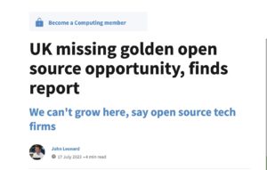 Computing reports UK missing golden Open Source opportunity, finds reports