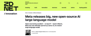 ZDNet reports Meta releases big, new open-source AI large language model on the launch of OpenUK’s AI Openness report